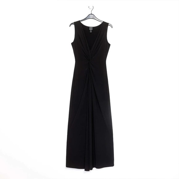 Clara Sunwoo Womens Size S V-Neck Black Maxi Dress Center Slit Sleeveless NEW - Picture 4 of 6